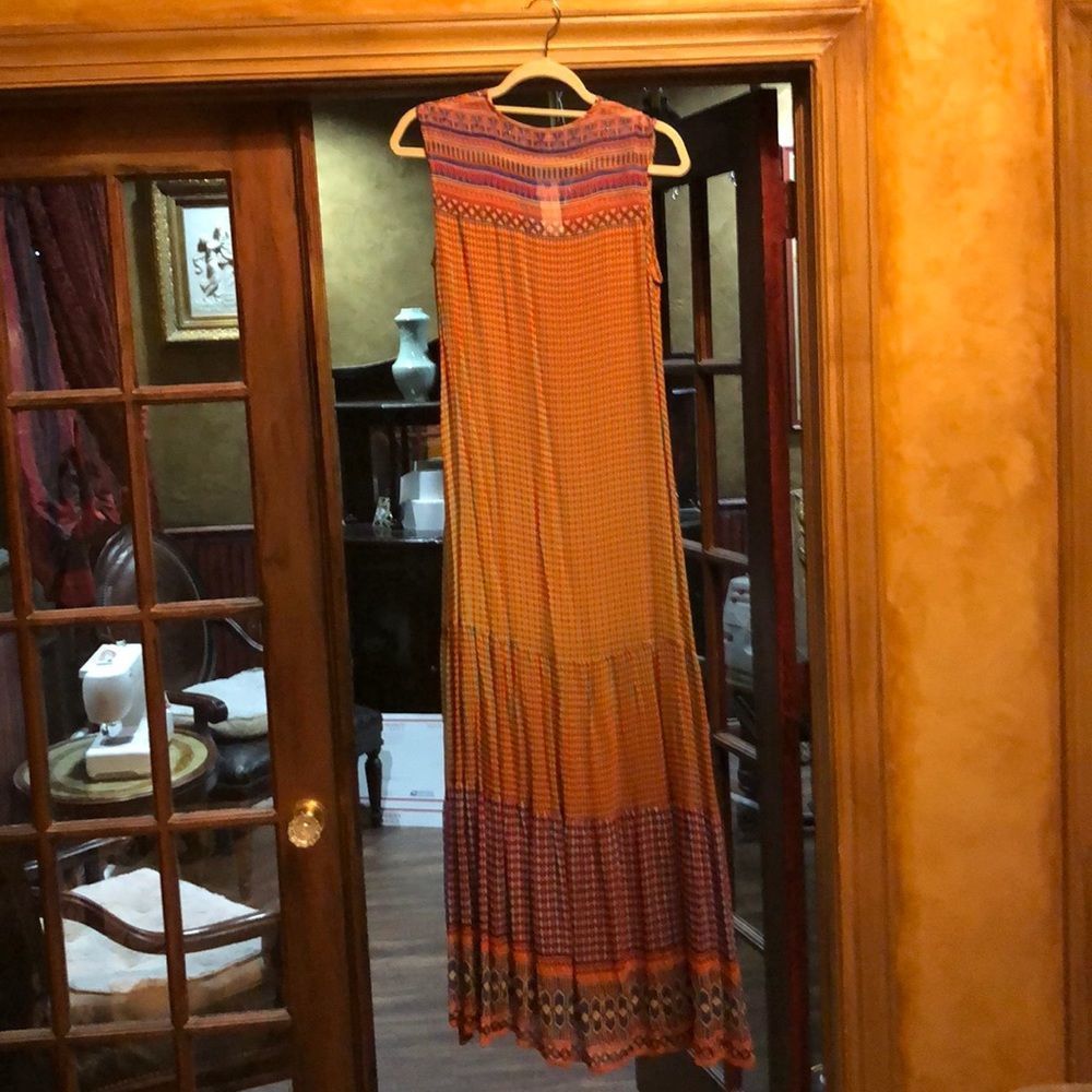 Anthropologie Embellished Chiffon Swing Maxi  Dress 2 - Picture 8 of 8